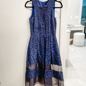 Timo Weiland Blue Jacquard Midi Formal Dress Size 0